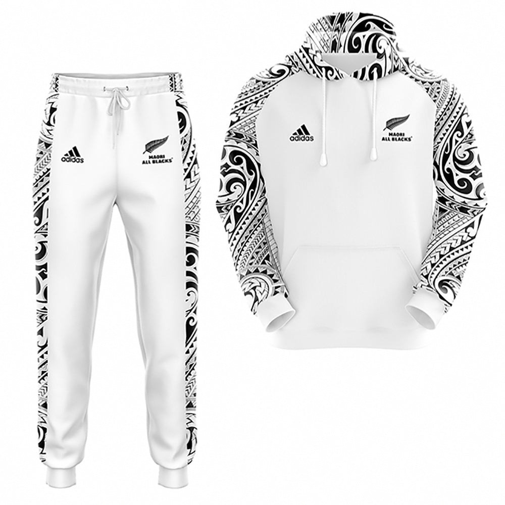 2024 All Blacks Maori White Hoodie and Pants rugby7heaven