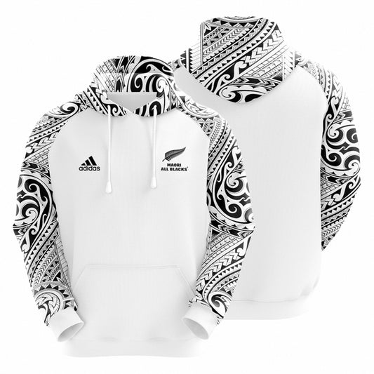 2024 All Blacks Maori White Hoodie and Pants Personalised